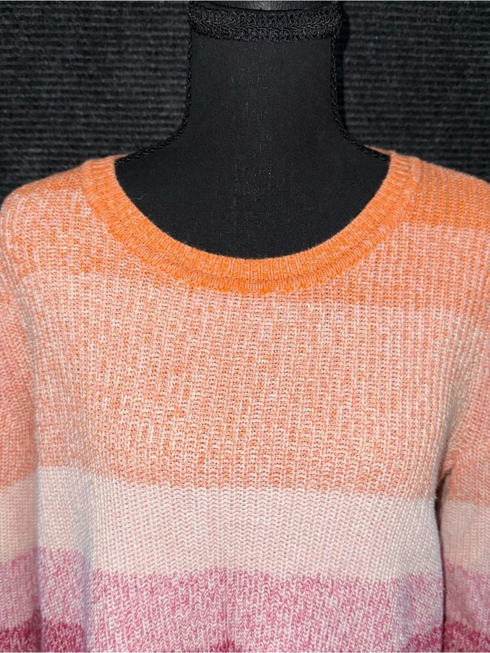 Talbots 100% Pima Cotton P Small Ombre Sweater Pink Orange Colorblock Knit Top
